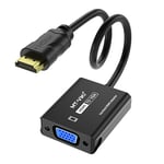 MT-VIKI Adaptateur HDMI vers VGA, adaptateur HDMI vers VGA mâle vers femelle 1080p, compatible avec ordinateur, ordinateur de bureau, ordinateur portable, moniteur, projecteur, HDTV, Chromebook, Roku,