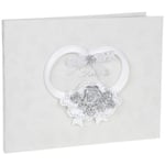 Wedding Day Church Reception Rose Guest Book  with Diamante Bride and Groom Gift