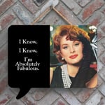 I'M ABSOLUTELY FABULOUS HUMOUROUS PIN UP THEMED SPEECH BUBBLE SHAPED PLAQUE