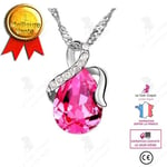 LCC® Dam Classic Silver Water Drop Swarovski Crystal Pendant Halsband Vitguldpläterad - Rose Charm-Modepresent 2854