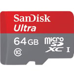 SanDisk Ultra Micro SDXC TF 64 Go Classe 10 80Mo/s,UHS-I,avec adaptateur TF vers SD