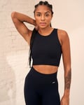 Aim’n Black Ribbed Seamless Crop Top - S