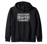 Funny Diaper Changer Newborn Dad On Duty Expecting Baby Mom Zip Hoodie