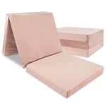 Totsy Baby Matelas pour lit d'appoint Matelas Pliant 195 x 65 cm - Matelas d'appoint Pliable Matelas Pliant avec Housse écologique Amovible Matelas de Sol Velours Rose