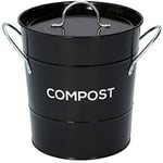 Black Metal Kitchen Compost Caddy - Composting Bin for Food Waste Recycling