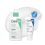 CeraVe Morning Face Routine for Oily Skin, Foaming Cleanser 236ml & AM Facial Moisturising Lotion SPF50 52ml