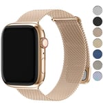 Fullmosa Compatible with Apple Watch Straps 46mm 45mm 49mm 44mm 42mm, Magnetic Milanese Loop Replacement for Women Men for Series 10 9 8 SE2 7 6 SE 5 4 3 2 1 Ultra 2 1, Rose Gold