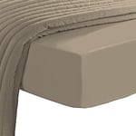 Pizuna Luxueux Drap Housse 160x200 cm Simplement Taupe, 100% Coton Longue Tige 600 Fils Armure Satin, Drap Housse de Luxe Bonnet 40 cm (Simplement Taupe Drap-Housse Coton 2 Personne)