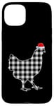 Coque pour iPhone 15 Plus Chemise de Noël poulet noir et blanc Buffalo Plaid Pyjama