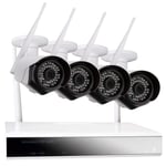 Electriq HD Wireless CCTV Camera System, 4 Channel 1080p CCTV NVR with 4 x 2.0MP WiFi IP Cameras, Plug & Play, Weatherproof, Night Vision, Motion Dectection, Mobile Live Viewing, App, 1TB Hard Drive