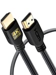 PowerBear 4K HDMI Cable 1 M | High Speed, Braided Nylon & Gold Connectors, 4K @ 60Hz, Ultra HD, 2K, 1080P, ARC & CL3 Rated | for Laptop, Monitor, PS5, PS4, Xbox One, Fire TV, Apple TV PC