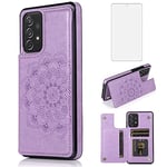 Asuwish Phone Case for Samsung Galaxy A52/A52S 5G with Screen Protector and Wallet Cover Leather Flip Credit Card Holder Stand Cell Accessories Glaxay A 52 S 4G G5 Gaxaly 52A S52 52S Women Men Purple