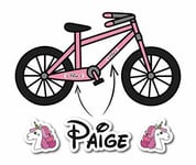 Epic Modz 2x Girls Personalised Unicorn Bike Frame Vinyl Decal Sticker Childs