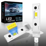 Dumgeo Ampoule H1 LED Voiture, 18000LM 6500K Blanc Ampoule H1 Halogène de Remplacement Lampe 1:1 Mini Sans Polarité IP68 Plug and Play, 2PCS