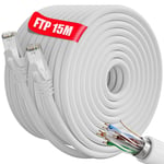 Cable Ethernet 15m, RJ45 Câble 15m Blindé Câble Réseau Exterieur Intérieur | AWG 23, FTP PIMF CCA, Anti-Interférence, Lgnifuge, Exterieur Etanche, Haut Debi Gigabit CAT 6 | (Noir, 15 mètres).[G2116]