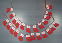 Advent Calendar - Mini Hanging Christmas Stockings Numbered 1-24