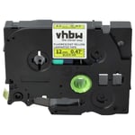 vhbw 1x Ruban compatible avec Brother PT 2710, 2730, 2730VP, 300B, 300SP, 310, série 300 imprimante d'étiquettes 12mm Noir sur Jaune fluo