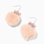 Claire's Brown Bear Pom Pom 1.5" Drop Earrings