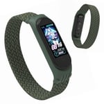 Xiaomi Mi Band 5 / 4 / 3 elastinen nailon kellonauha - Tummanvihreä / Koko: M Green