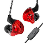 Yinyoo CCZ Melody in-Ear-Monitors Hybrid 1BA 1DD HiFi Écouteur Basses Profondes léger Écouteur Intra-auriculaire IEM avec câble 4N OFC pour Musicien/Batteur/Bassiste (Rouge, avec Micro)