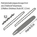 PACK Guide +2 chaines tronçonneuse 3/8" LP  0.050"  52 ent. 35 cm de coupe