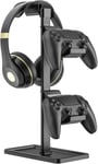 Support Manette, Support Casque, Gamer Porte Manette Pour Xbox Ps5 Ps4 Switch, Headset Stand Avec Organisateur De Rangement, Accessoire Bureau Gaming (Noir)