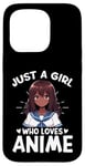 Coque pour iPhone 15 Pro Just a Girl Who Loves Anime Merch Afro-Américain Afro