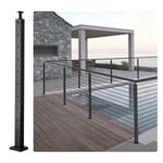 VEVOR Poteau de garde-corps d'angle à câble, 91,4x2,5x5 cm, poteau de rambarde 10 trous pré-percés en forme L, poteau de rail terrasse acier inoxydable SUS304 avec support horizontal et incurvé, noir