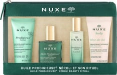 Nuxe Travel Set: Prodigieux Neroli, Shower Gel, All Over The Body, For All Skin Types, 30 Ml + Prodigieux Neroli, Eau De Parfum, For Women, 15 Ml *Miniature + Reve De The, Vegan, Revitalising, Body Scrub, 30 Ml + Huile Prodigieuse Multi-Purpose Nero