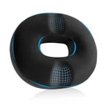 HOMCA Cushion de Chaise Donut Coussin Orthopédique pour Coccyx en Mousse à Mémoire, Ergonomique Coussin Siège pour Bureau, Voiture, Fauteuil Roulant,40x45x9cm, Noir