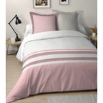 Parure housse de couette 260x240 cm et ses 2 taies d'oreiller Blush Rose