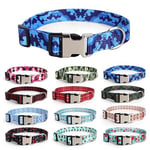 Dog Collar With Buckle, 3d Print Pretty Soft Nylon Durable Pet Cat Collars For Small Medium Extral Large Breed Big Boys Puppy Girls Terrier Hound Blue Camo S