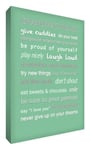 Feel Good Art 12 x 8-inch A4 Small Modern Typographic Grandma's Rules Thick Box Canvas, Warm Green