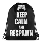 Bigtige Sac à Dos à Cordon Sac à Dos Sport de Grande capacité Sac à Dos 14,5 '' x16,5 '' in Gamer Keep Calm and Respawn