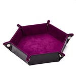 Velvet PU Leather Folding Hexagon Dice Tray - Rosa