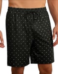 Demegimi Short Pyjama Homme Homme Coton Pantalon Shorts avec Poches Bermuda Court Bas de Pyjama Homme de Nuit Élastique Ajustable Pyjama Short à Motif(Noir 1,S)