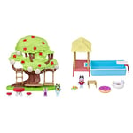 Bluey Tree Playset With Secret Hideaway & Pool Time Fun Playset figure in Swim Suit, Pool with Diving Board and Deck and 4 Pool Accessories