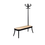 Gebruder Thonet Vienna - Coat Rack Bench, Black C01, Lacquered Beech, Woven Cane Seat - Bänkar - Front Design - Svart - Trä