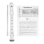 (White)8 Hole Flute Recorder Instrument Lightweight ABS Portable Multi