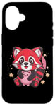 Coque pour iPhone 16 Panda kawaii rouge avec tirelire