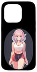 Coque pour iPhone 15 Pro Pink Hair Anime & Manga Style Gym Girl In Fitness Vêtements