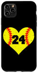 iPhone 11 Pro Max Softball Number 24 Jersey Funny Softball Heart Game Day Case