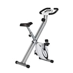 Ultrasport F-Bike, F-Rider Basics, Bike Trainer, Fitness Bike LCD Training Computer, Foldable Exercise Bike, Max. User weight 110 kg, pulse measurement, 8 resistance levels, trim wheel, White/Silver