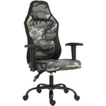 Fauteuil gaming militaire - chaise gamer - inclinable, hauteur réglable assise & accoudoirs, pivotant - polyester noir vert