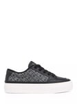 Tommy Hilfiger Leather Lace Up Trainers, Black