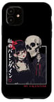 Coque pour iPhone 11 Ma fille d'anime gothique de Saint-Valentin avec squelette Emo Harajuku