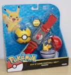 Pokemon - Clip N' Carry  Poke Ball Belt w/ Pikachu action figure **Brand New**