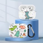 [2 pièces Coques pour Apple AirPods 3 2021 Silicone Transparente Motifs Dinosaure Mignons Case avec Porte-clés,Étui Housse Compatible Charge sans Fil Protection Boîtier Filles Femmes