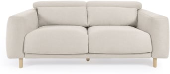 Singa, 3-personers sofa, råhvid, H98x215x114 cm, fyrretræ, pu-skum