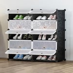 Penderie Etagère à Chaussures Modulable DIY Meuble Rangement Modules en Plastique 10 Cubes Noir et Blanc